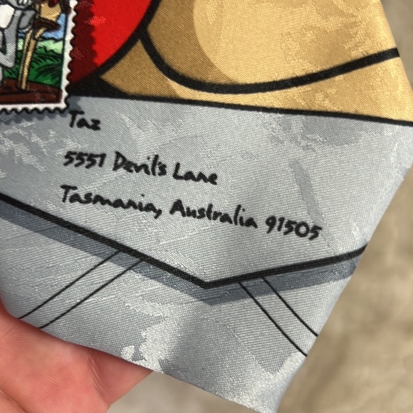 Brand new with tags vintage Taz lick Looney Tunes stamp collection tie - Picture 4 of 7